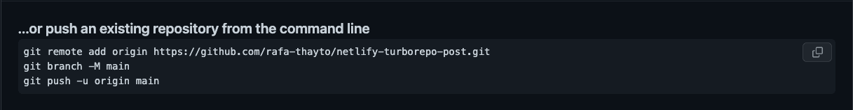 Imagem mostrando o segundo quadrado do GitHub que devemos copiar